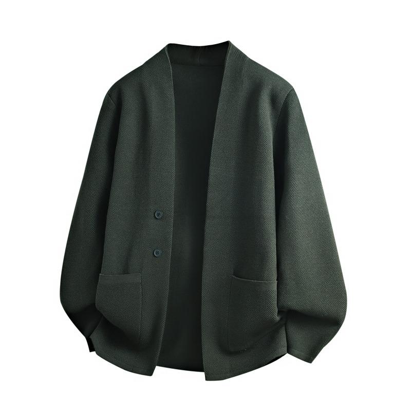 Men's Solid Color Cardigan Long Sleeve Sweater Button Pocket Bottoming Fashionable Casual Top