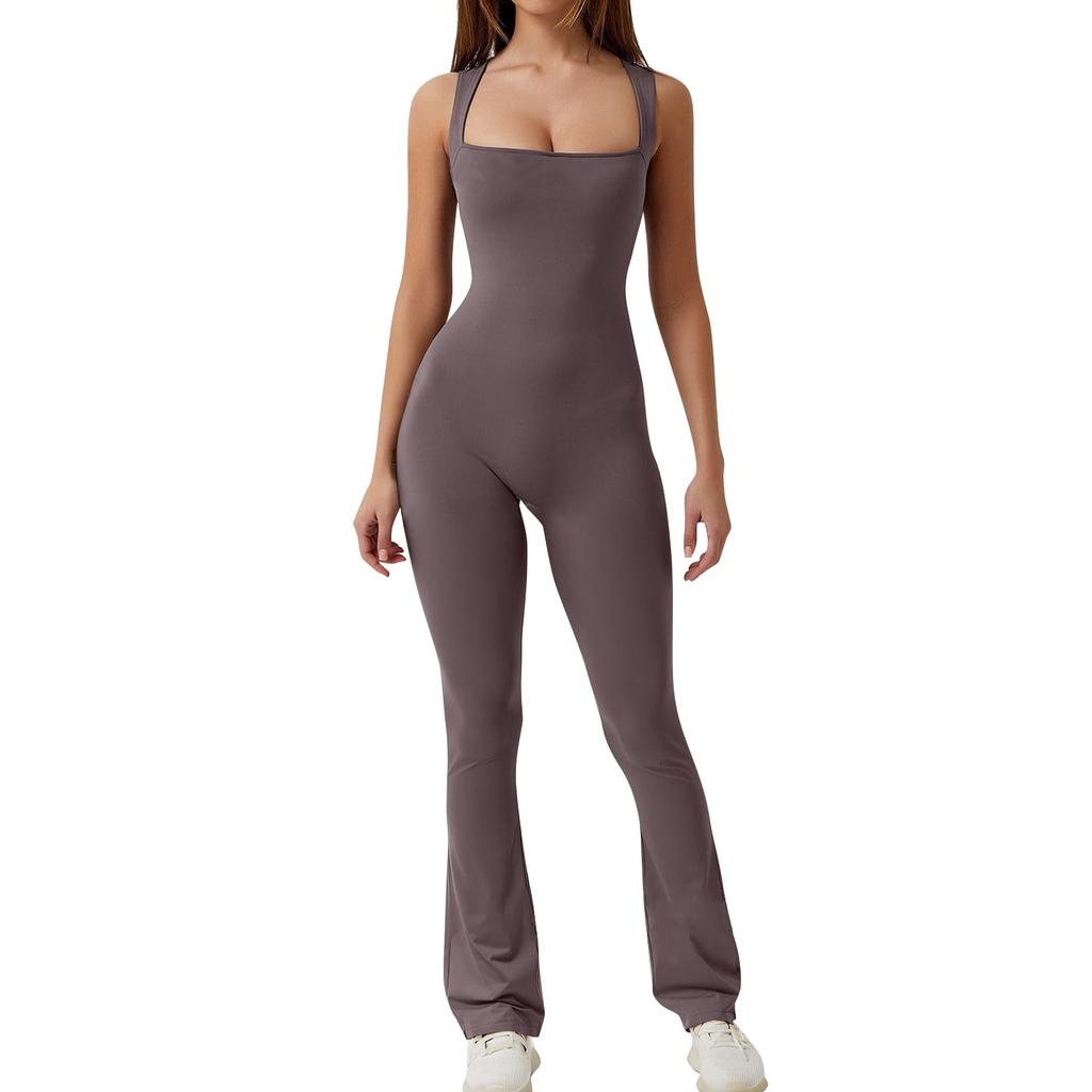 Women's Wide Leg Jumpsuit Women's Sleeveless Sexy Tight Casual Bodysuit Fitness Clothing