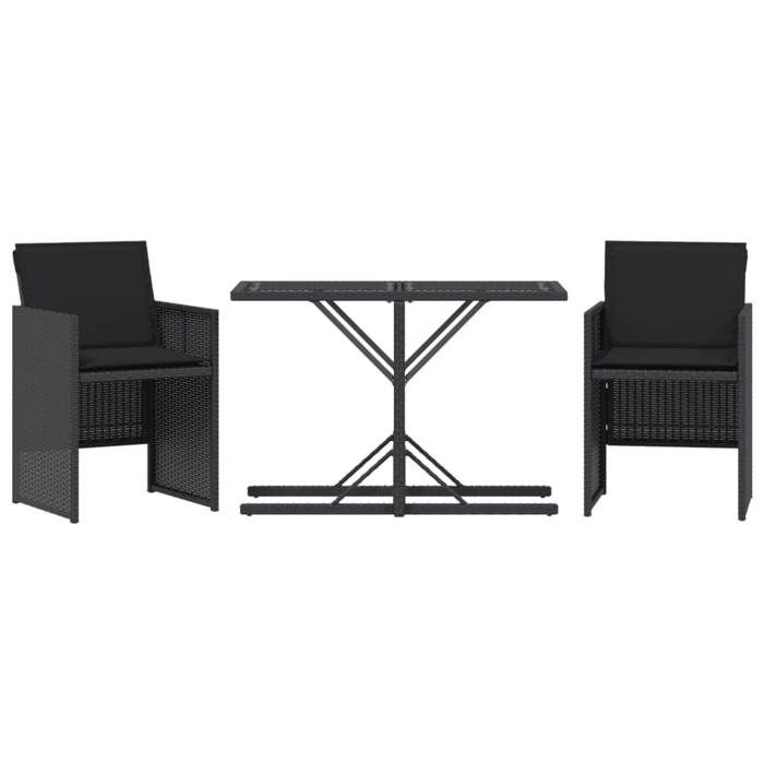 VidaXL Bistro Set with Cushions 3 Pcs, Chairs and Patio Table, Outdoor Backyard Terrace Furniture, Black 365063