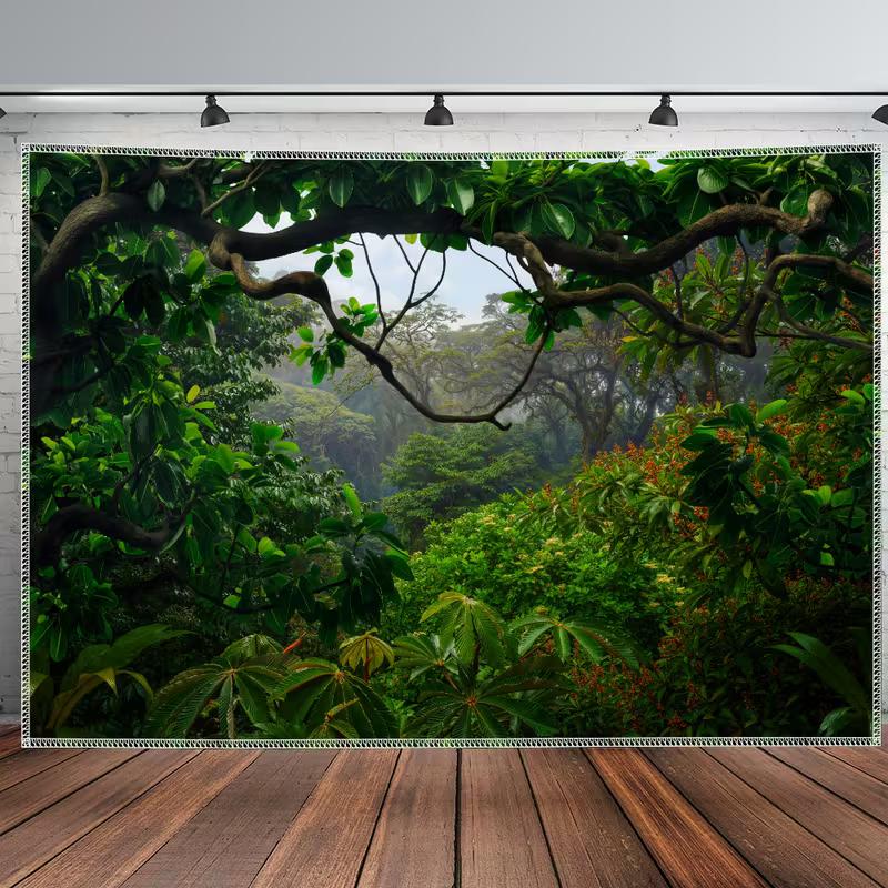2D Regenwald Baum Wandteppich Natur Landschaft Wandbehang für Studentenwohnheim