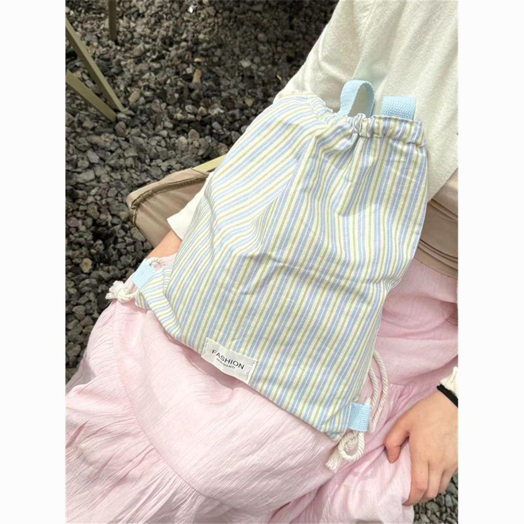 Striped Color Block Single Shoulder Large Capacity Canvas Tote Bag