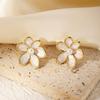 Neue Mode Blume Emaille Grün Weiß Farbe Stecker Ohrringe Für Frauen Mädchen Geschenk Hochzeitsschmuck Temperament Brincos Pendientes