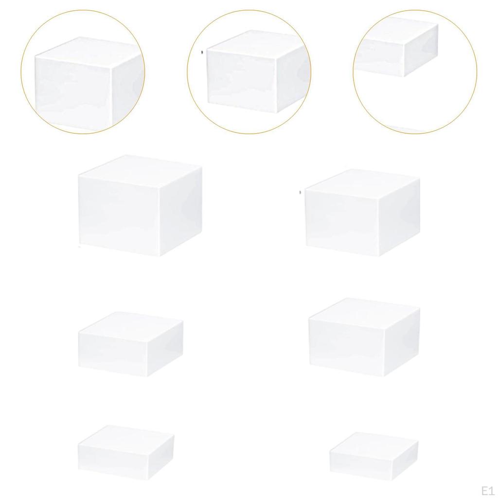 6 Pieces Food Buffet Riser Acrylic Boxes Multipurpose for Perfumes, Figures Stackable with Hollow