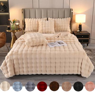 Rabbit Fur Thickened Double Layer Warm Sofa Napping Blanket Faux Fur Blanket