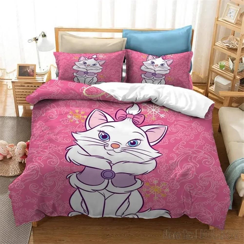 

3D Print Cartoon Marie Cat Duvet Cover Set HD Comforter Cover for Kids Bedding Sets Bedclothes Bedroom Decor AU Double 180x210cm