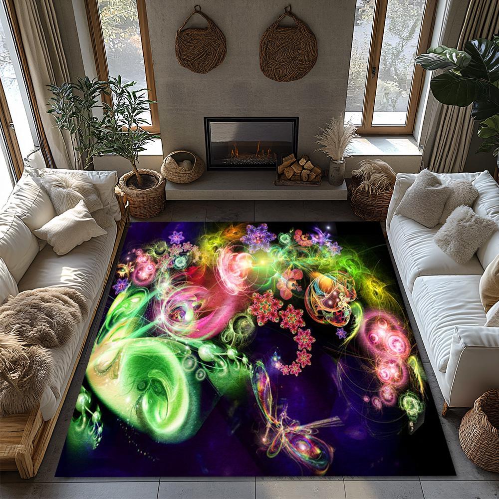 Tuniu Vibrant Butterfly Abstract Colorful Floor Carpet Rug Mat for Living Room Bedroom Home Decor