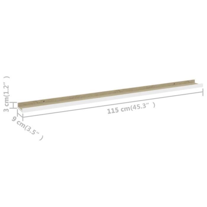 VidaXL Wall Shelves 4 Pcs White and Sonoma Oak 115x9x3 Cm