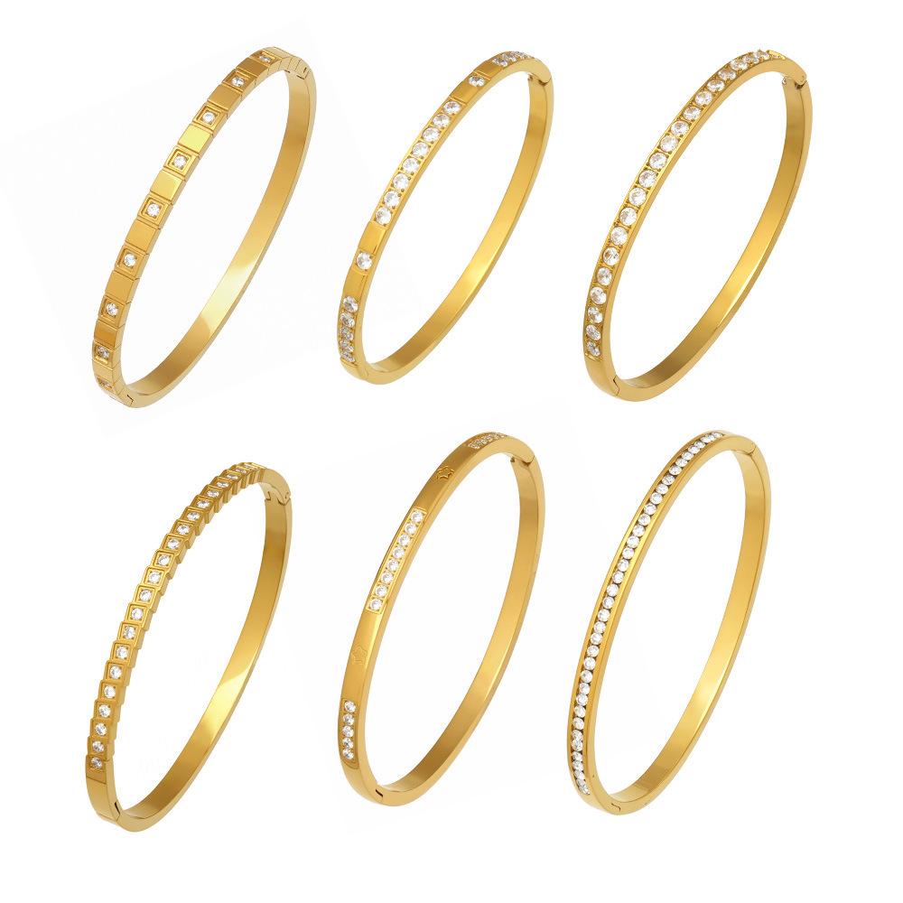 European Classic Zirconia Women's Bracelet: Stainless Steel Design with Rhinestones