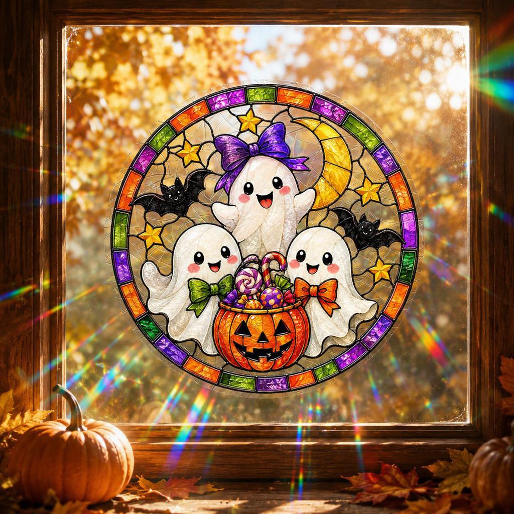 Halloween Pumpkin Static Cling Window Stickers for Glass - Colorful Decorative Window, 3030 Cm