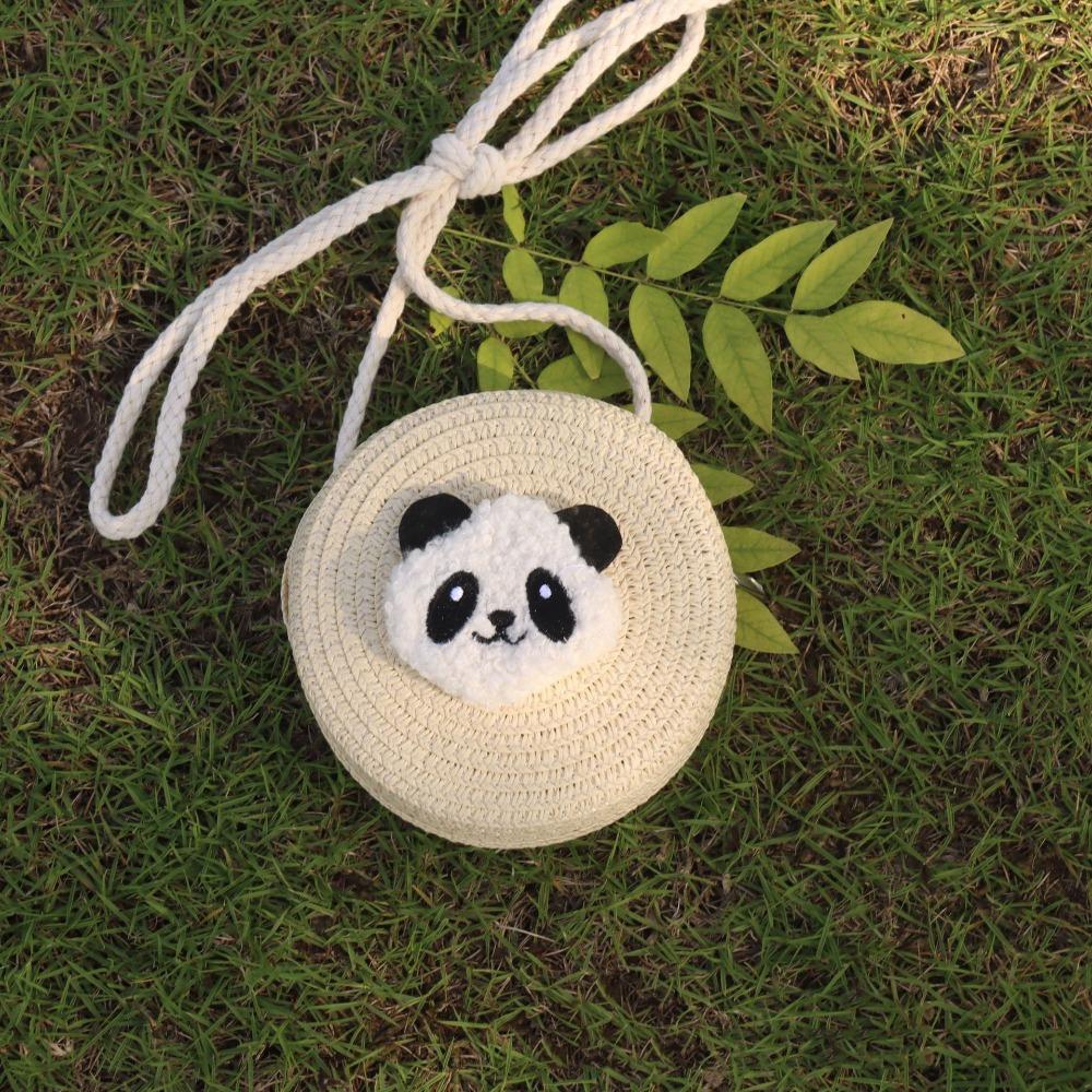 

Cute Panda Straw Bag Mini Women Crossbody Purse New Summer Beach Bag хакі