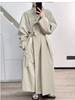 Women's Retro Style Mid-Length Cotton Trench Coat with Stand-Up Collar