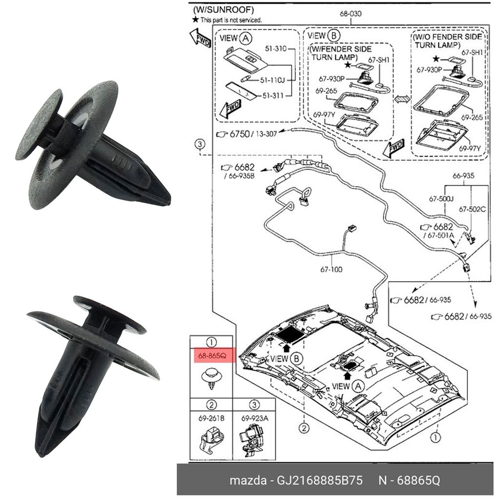 Türverkleidungs-Befestigungsclip GJ2168885B Für Mazda MX-5 3 CX-5 RX-8 2 Kofferraumverkleidungs-Befestiger Türverkleidungs-Clip