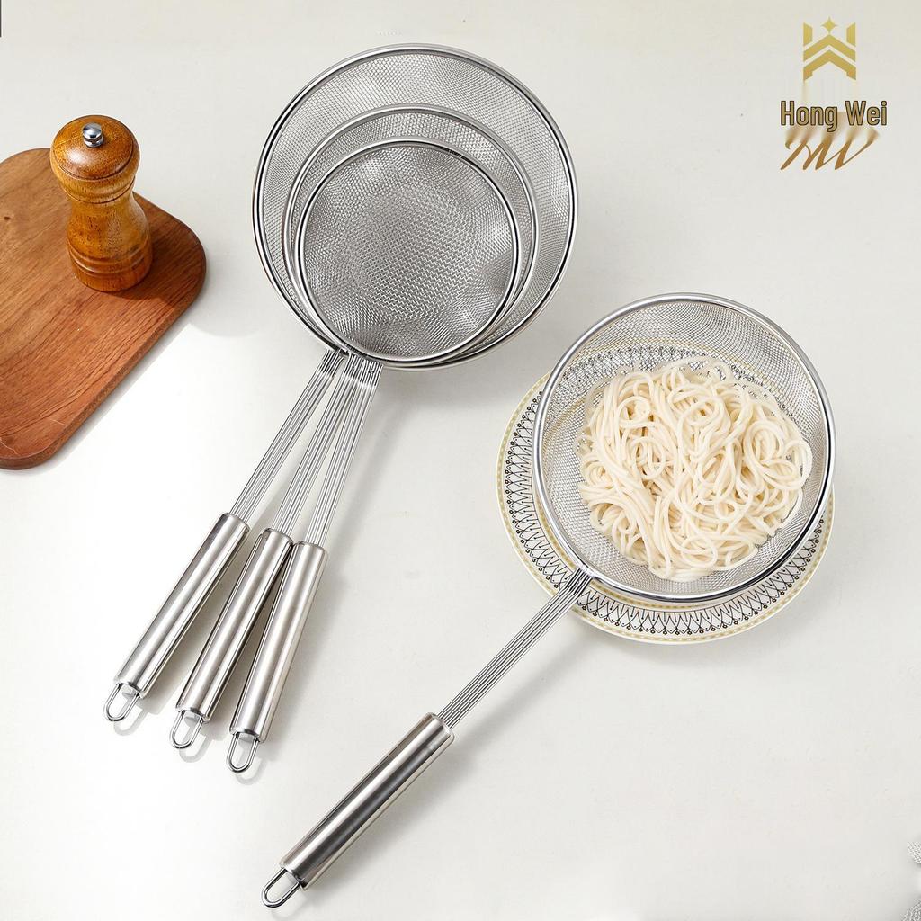 Stainless Steel Flat Bottom Noodle Skimmer Spoon Strainer Sieve for Kitchen Use