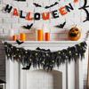 Gothic Haunted House Party Supplies Halloween Lighted Creepy Vine Garland with LED Lights, Black Faux Twig for Mantle Waterproof Horror Theme