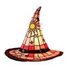 Witch Hat Stained Glass Suncatcher Window Hanging Decoration Halloween Gothic Glass Ornament for Window Home Kitchen