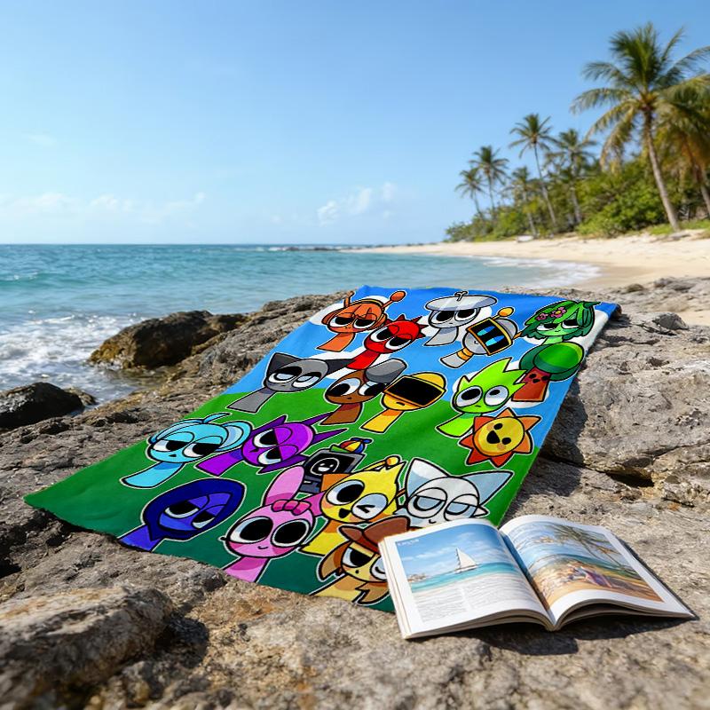 1pc SPRUNKI2 Beach Towel, Beach and Seaside Swimming Pool Equipment, Fashion Pattern, Rectangular, Travel Essentials