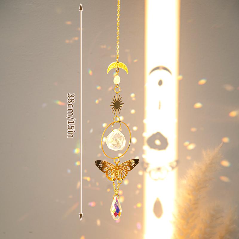 Crystals Wind Chime Hanging Tree Sun Catcher Rainbow Wind Chimes Prisms Drops Window Curtains Pendant Wall Art Garden Decoration