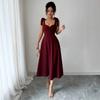 Europe, America 2026 Summer New Temperament Fashionable and Elegant Solid Color Strap Dress Long Dress Dress