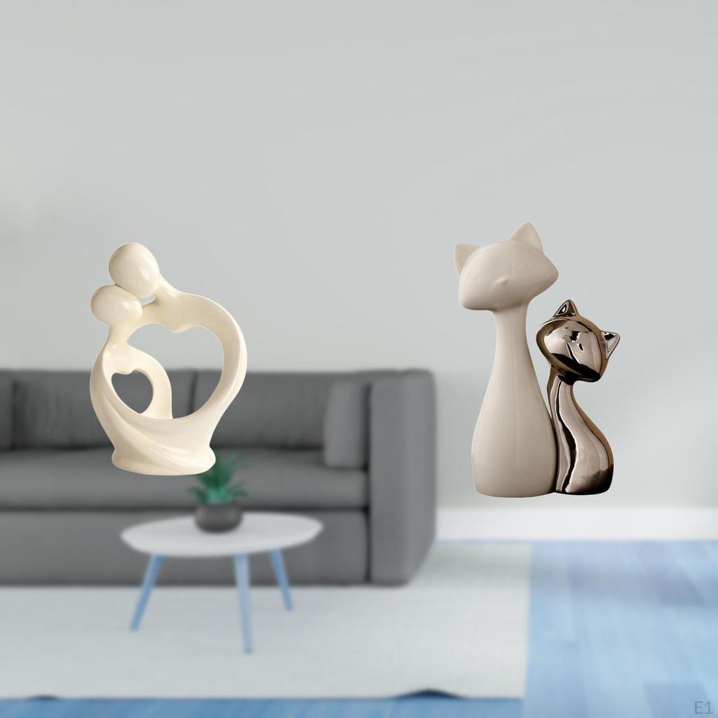 Artistic Couple Figurine Sculpture Resin Ceramic Ornament Animal Lover Statue Collection for Desk