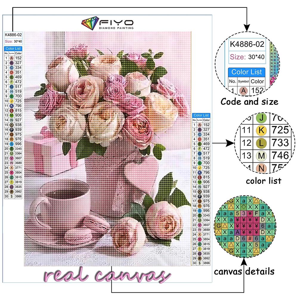 Full 5D Diy Diamond Painting Pink Roses 5D Diamond Painting