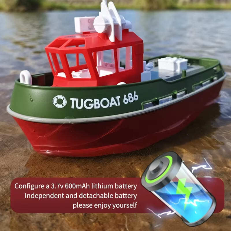 New RC Boat 2.4G Powerful Dual Motor Long Distance Wireless Power Remote Control Tugboat Model Suitable for Boys Gift Children's Toys