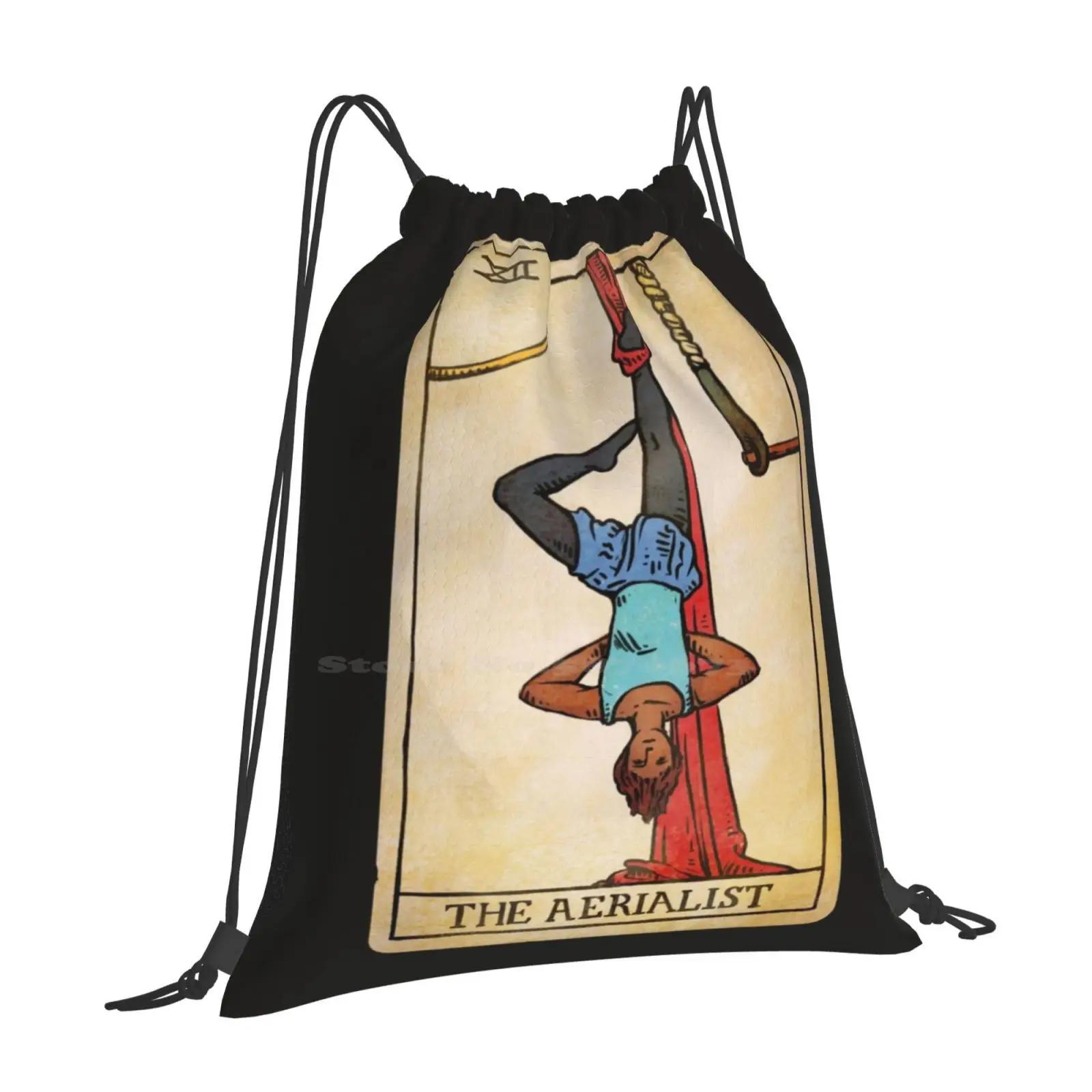 The Aerialist-Tarot Card New Arrivals Unisex Bags Student Bag Backpack Tarot Aerials Acrobatics Silks Occult Mystical Deck OneSize