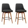 Benches Bar Stools Artiss Set Of 2 Wooden Fabric Bar Stools Square Footrest Charcoal