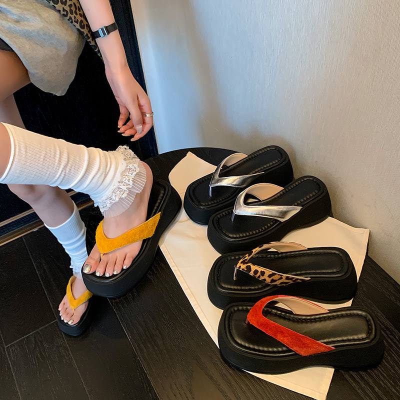 Krazing Pot Natural Skin Horsehair Handmade Summer Size 40 High Quality Slip On French Chic Flat Platform Flip Flops Women Peep Toe Sandals