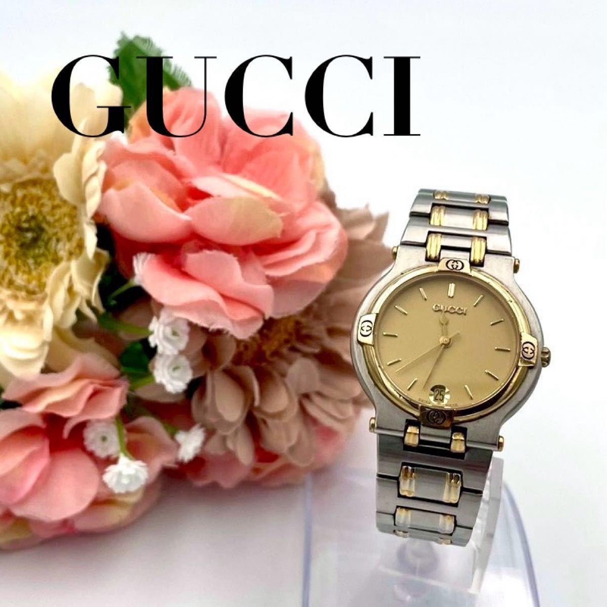 Used 820 New Battery GUCCI 9000M Date Watch Quartz Combi Vintage Stainless Steel Men s Operation