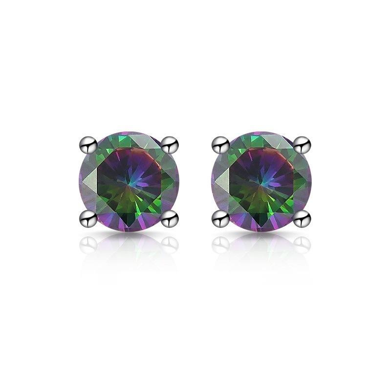 1 Carat Silver-plated S925 Stud Earrings, Four-claw Colored Diamond Earrings, Light Luxury Earrings 2026.