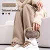 Women's Fleece-Lined Wide-Leg Pants - Thick Cotton Lamb Fleece, Loose Straight-Leg Trousers for Autumn/Winter 2024.
