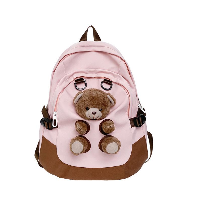 New Bear Backpack With A Stylish Design Large Capacity Versatile Student Backpack Cute Women S Backpack розовый