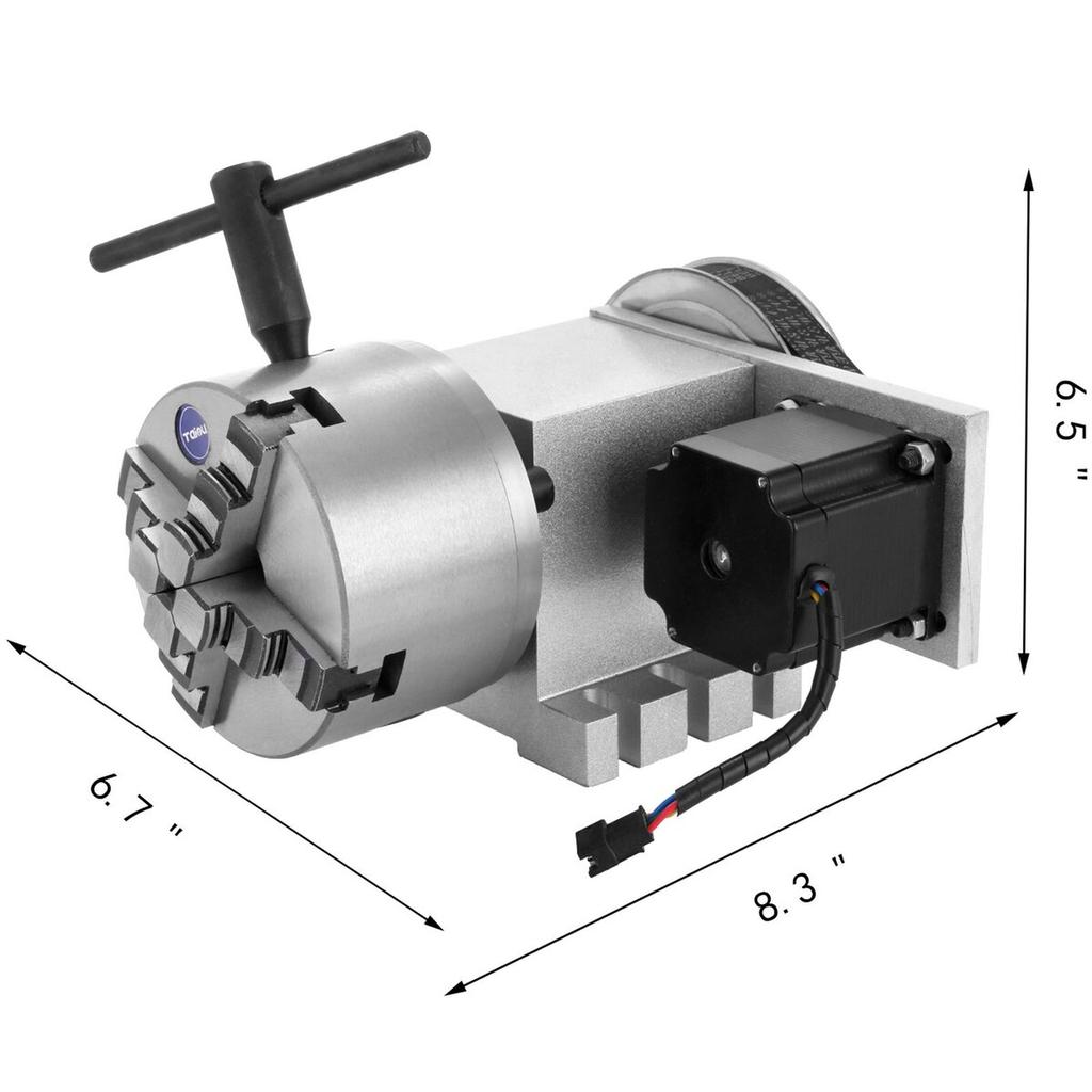 CNC Rotational Rotary Axis 4-Jaw Chuck 100mm Hollow Shaft 4th Axis Rotary Axis Tailstock CNC Router Engraver Machine