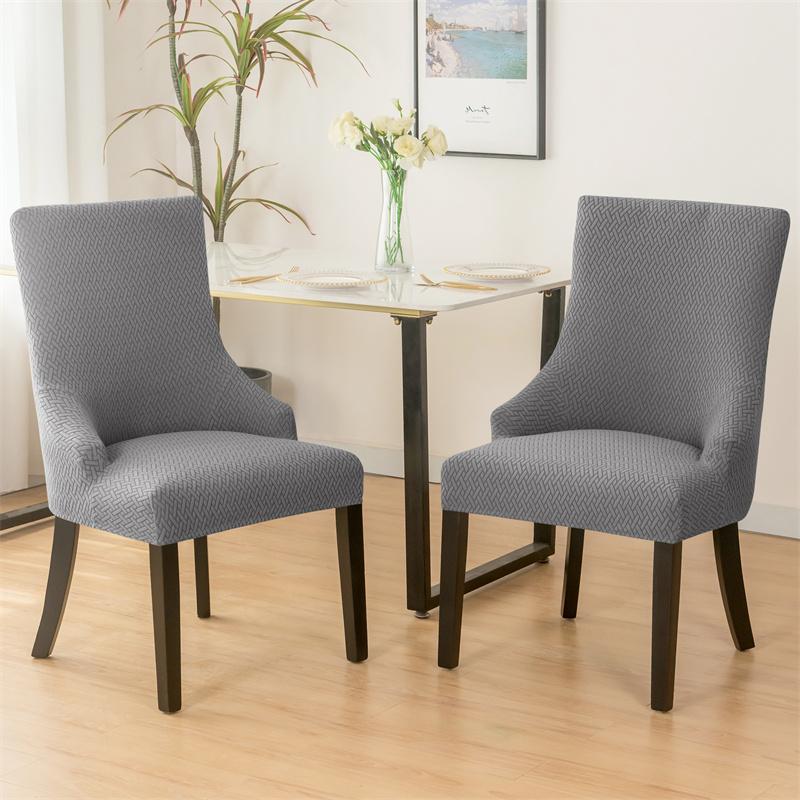 Jacquard Dining Chair Covers Elastic High Back Sloping Chair Cover Strech Accent Wedding Chairs Seat Slipcover for Home Party