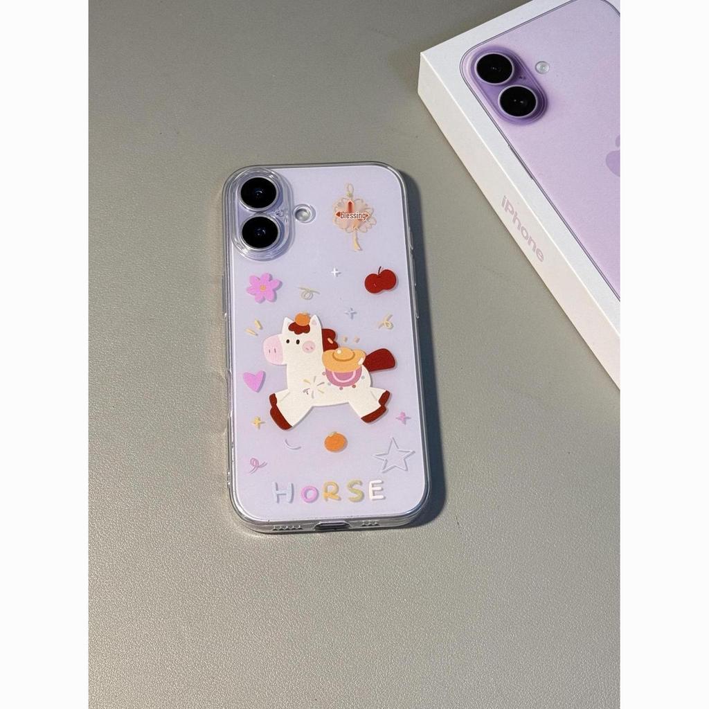 Yuanbao Flower Horse Transparent Phone Case for Apple Pro Max (17, 16, 15, 14, 13, 12, 11)