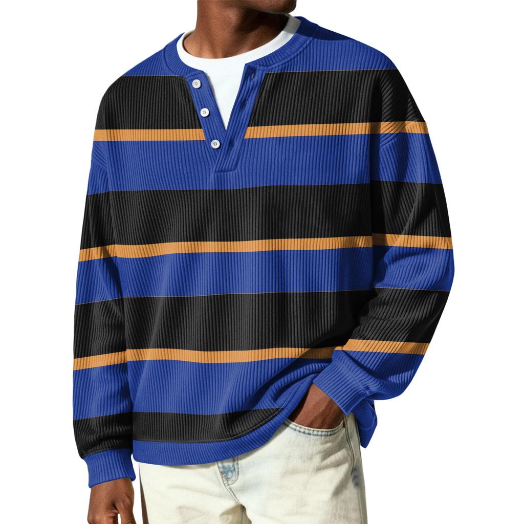 Herren Button-Down Kragen Langarm Rippstrick Pullover