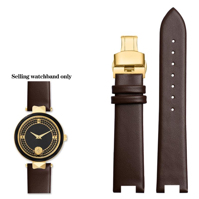 16*10mm Notched Genuine Leather Watchband for Ver-sace Female VERSUS VSP490118 VSPCD2217 Watch Band Strap Bracelet Blue White