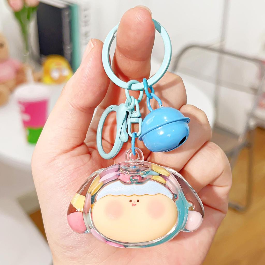 Acrylic Quicksand Lilith Dog Head Keychain - Cute Sparkly Doll Pendant Gift