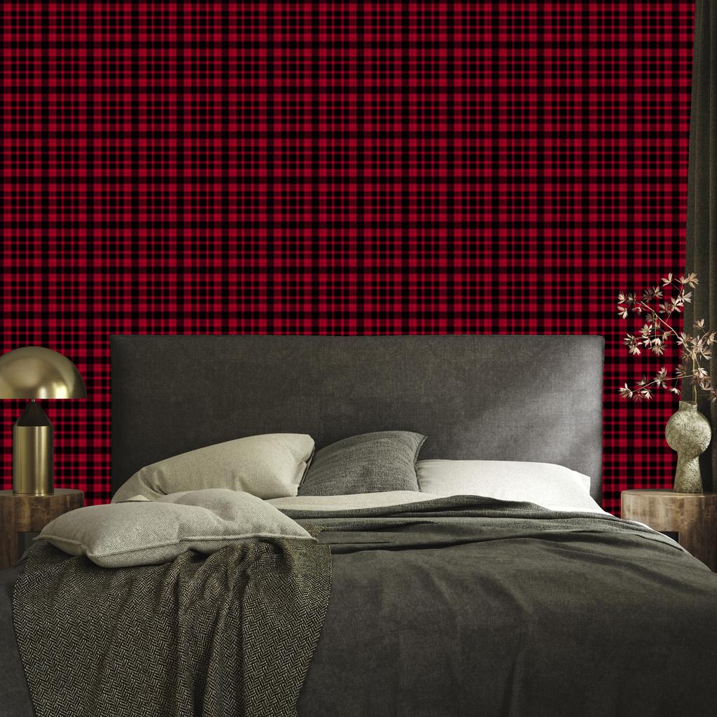 Red Checkered Wallpaper in Burgundy and Burgundy for Living Room and Bedroom 50x1000