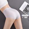 Plus Size Women's Summer Thin Ice Silk Non Mark High Waist Belly Lift Hip Briefs