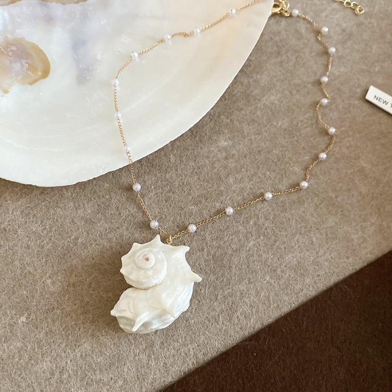 Sea Breeze Whispering~ Star Shell Conch Pearl Necklace Bracelet Set Sweet Holiday Wind Huge Good-looking Jewelry Women