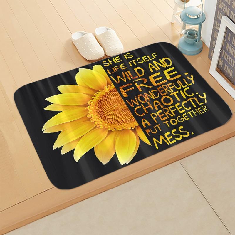Sunflower Entrance Welcome Door Mat Flowers Bedroom Bedside Decor Carpet Non-slip Bathroom Kitchen Foot Rugs for Indoor Home