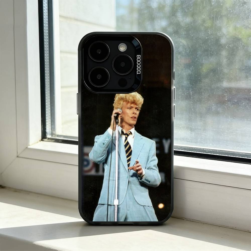 Singer D-David Bowie Phone Case For iPhone 17,16,15,14,13,12,11 Plus,Pro Max,XS,Colored Silver Plated Inside Cover