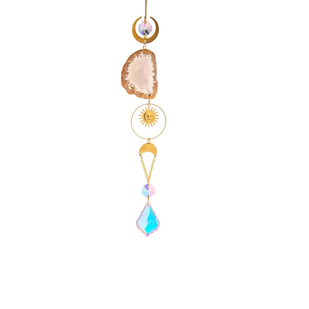 Natural Stones Agate Sun Catcher Agate Sun Catcher for Rainbow Maker Hanging Crystal Witch Suncatcher Windchime Wall Decor
