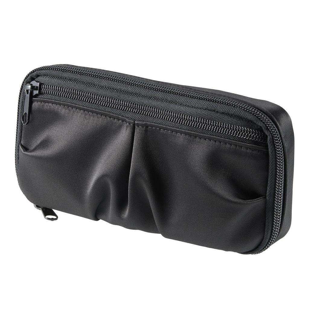 Plus FABFAB Large Capacity Pencil Case Pouch with Round Drape Gusset, Type, Black, FL-240CA (Product Code 98-886)