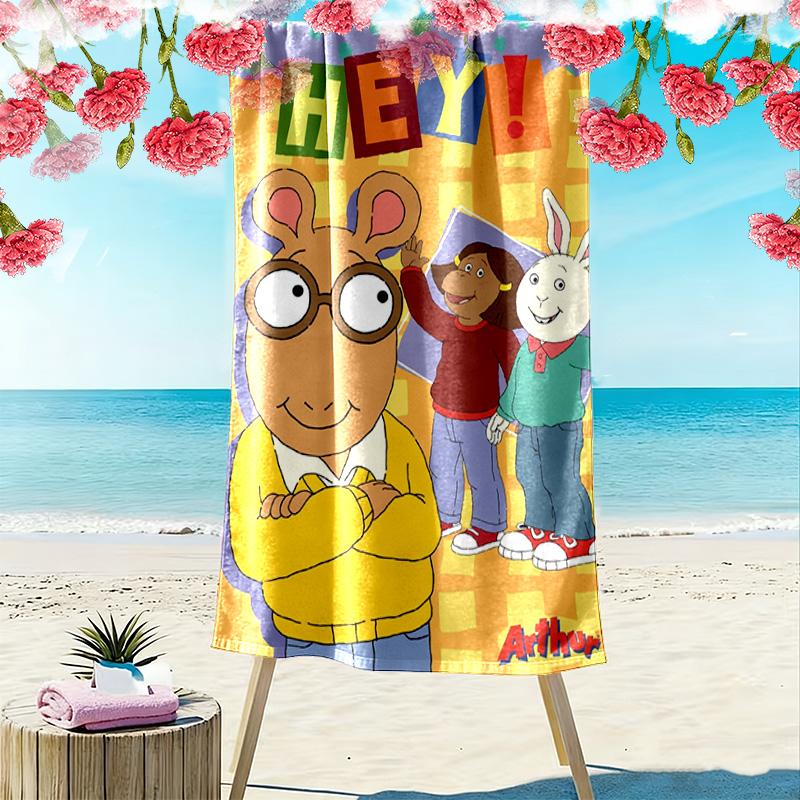Arthur Cartoon Print Beach Towel, Large Soft Quick Dry Towel for Beach Camping Swimming