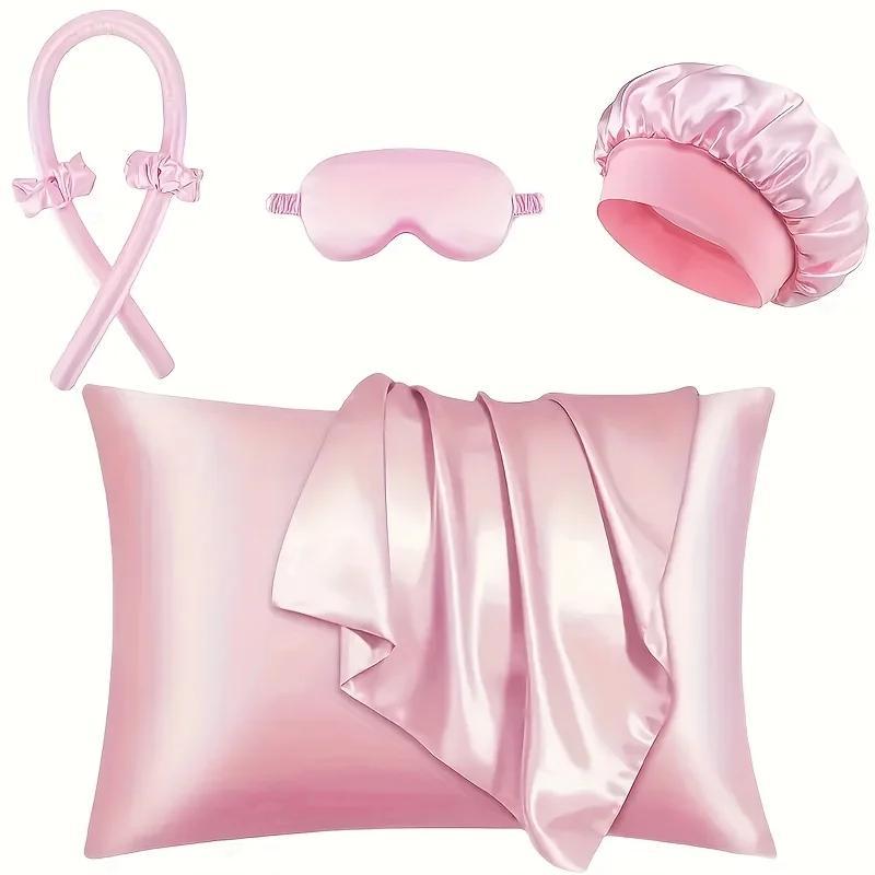 4/6/13PCS Styling Kit -Heatless Silk Curler with Sleeping Mask and Shower Cap for Women and Girls Beauty Kit for Travel and Home