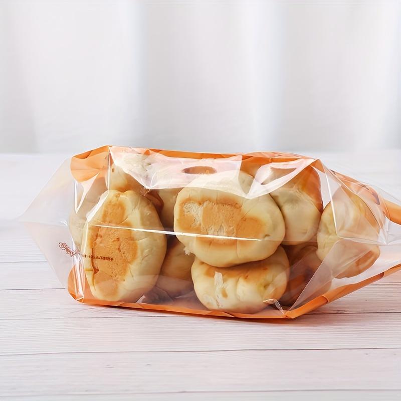 50pcs Large Transparent Bread Toast Bags with Basket Pattern, Portable Self-Adhesive Bread Bakery Packaging Bags, Toast Bread Wrapping Bags