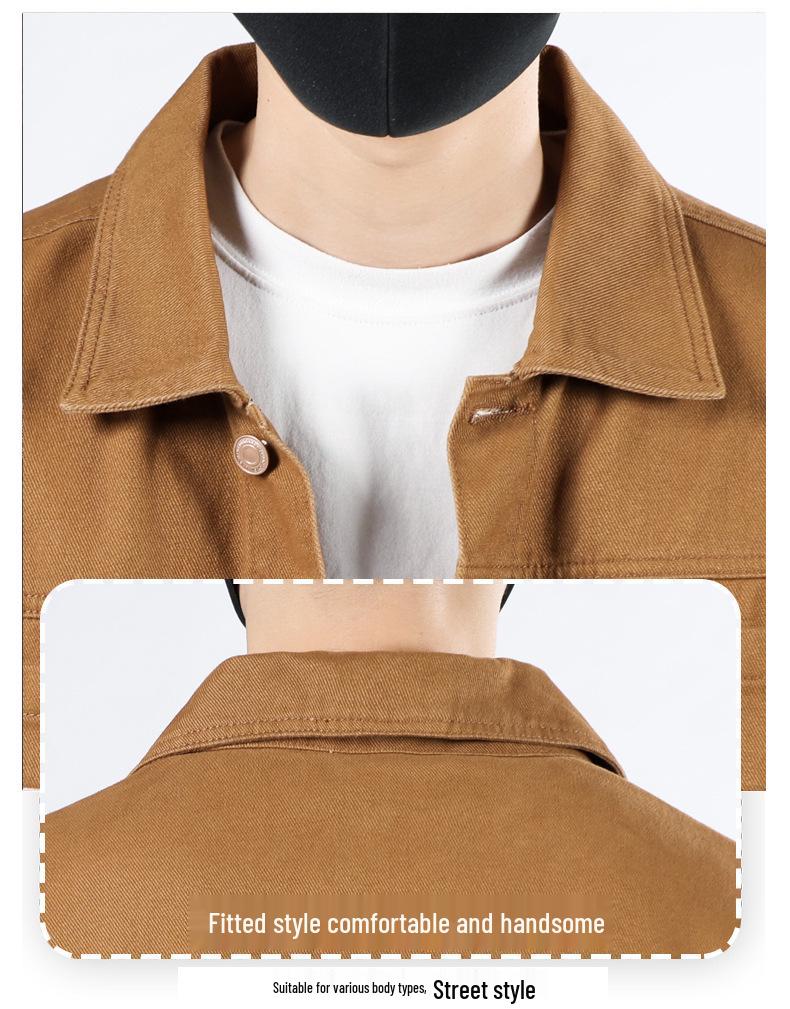 2026 Men's Trendy Loose Denim Jacket - Spring & Autumn Pure Cotton Workwear