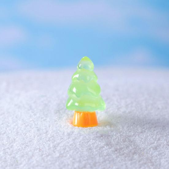 10 stk Mini juletredekorasjon Glow in The Dark Harpikshåndverk gjør-det-selv-dukkehus Snøhage Desktop Miniatyr juletrepynt Feriedekor
